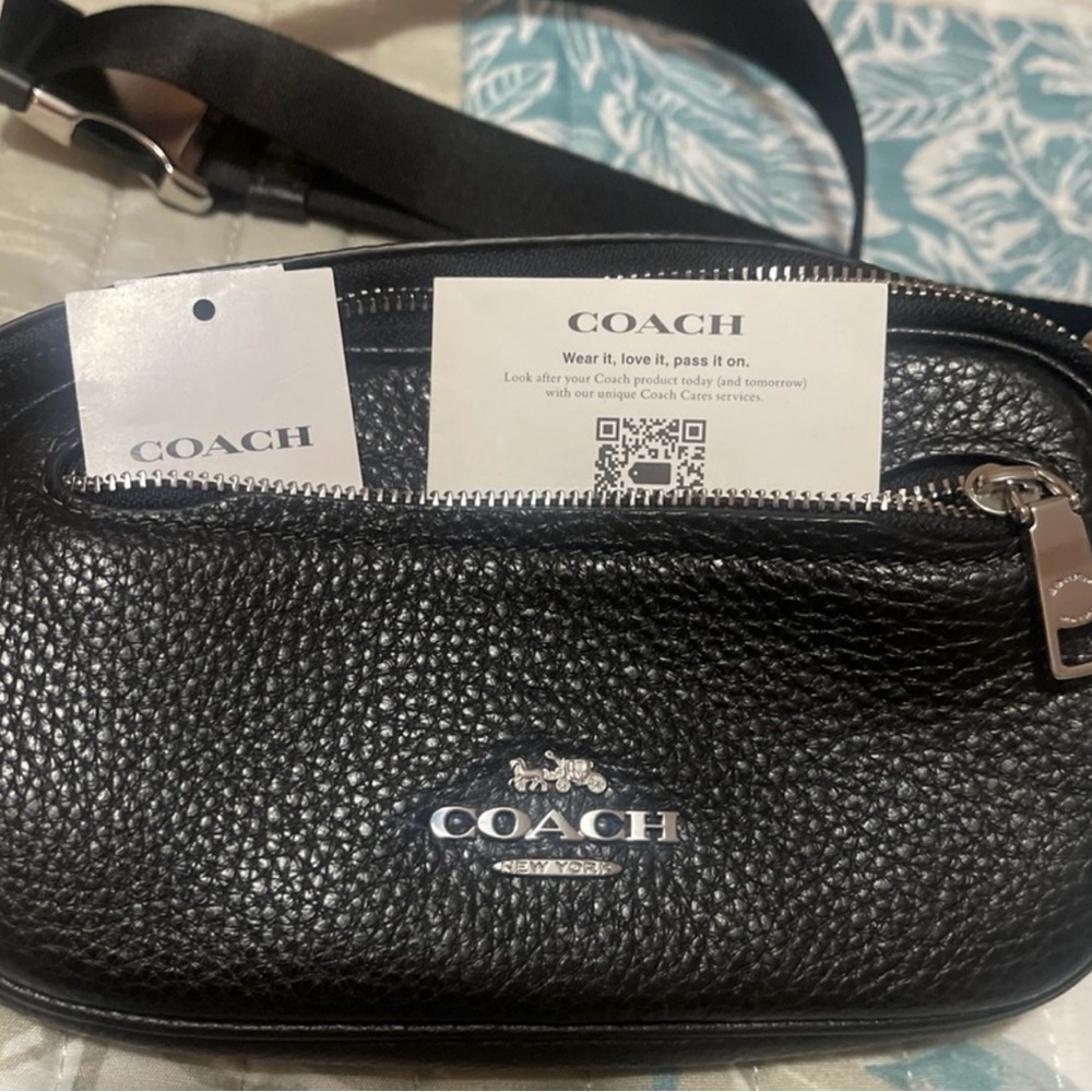 Coach Black Pebbled Leather Belt Bag